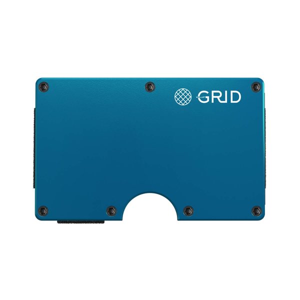 Grid Wallet Aluminum Wallet with Money Clip, Blue ALUBL-CLIP